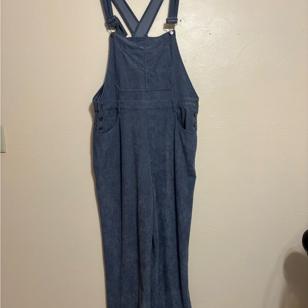 Thread & Supply Blue Corduroy Overalls XL Boho Bib Jumpsuit